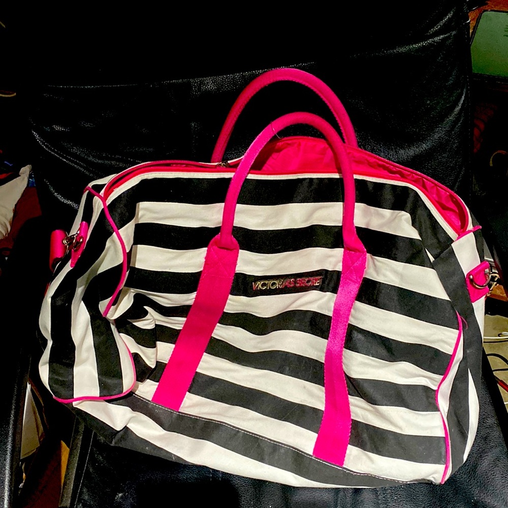 Victoria’s Secret black and white stripes bag - Picture 3 of 9